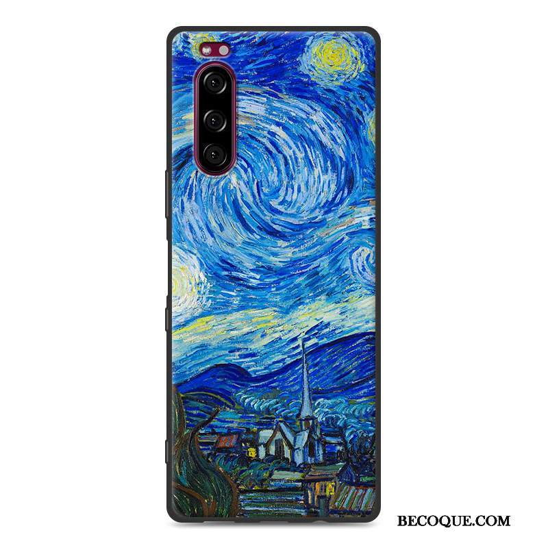 Kuori Sony Xperia 5 Silikoni Maisema Puhelimen Kuoret, Kotelo Sony Xperia 5 Luova Tummansininen Yksinkertainen