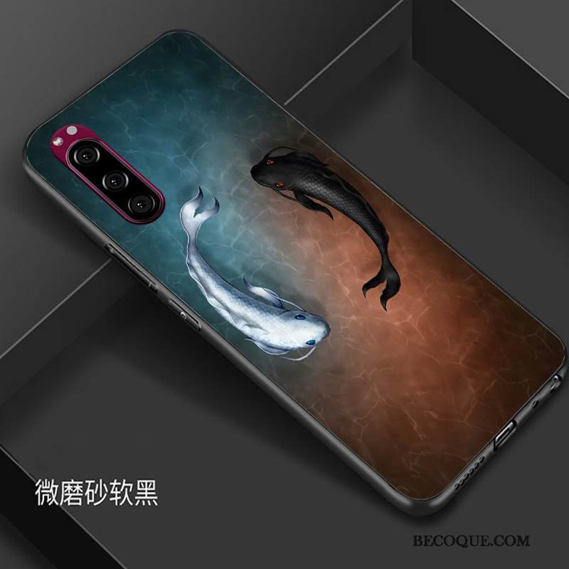 Kuori Sony Xperia 5 Silikoni Murtumaton Musta, Kotelo Sony Xperia 5 Luova Tide-brändi Puhelimen Kuoret