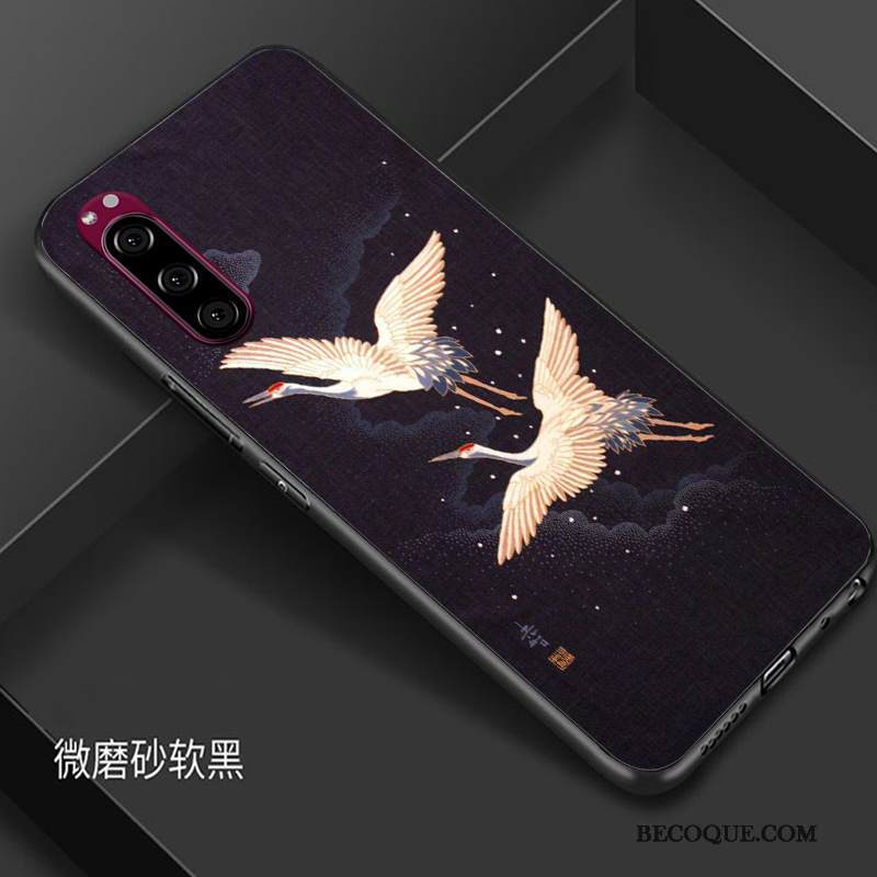 Kuori Sony Xperia 5 Silikoni Murtumaton Musta, Kotelo Sony Xperia 5 Luova Tide-brändi Puhelimen Kuoret