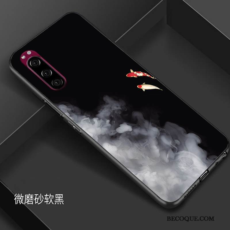 Kuori Sony Xperia 5 Silikoni Murtumaton Musta, Kotelo Sony Xperia 5 Luova Tide-brändi Puhelimen Kuoret