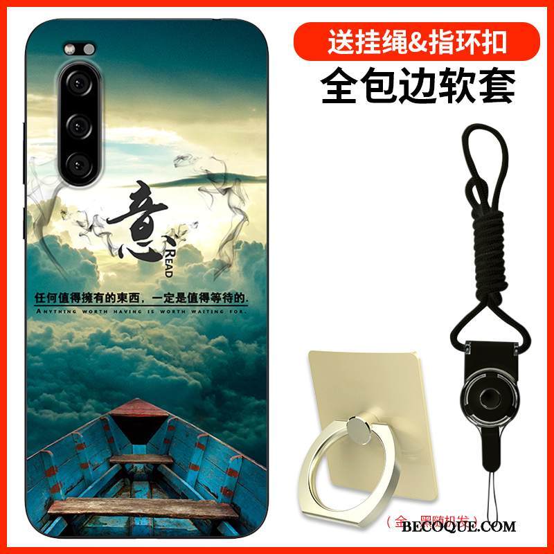 Kuori Sony Xperia 5 Silikoni Puhelimen Kuoret Sininen, Kotelo Sony Xperia 5 Maalaus Muokata Murtumaton