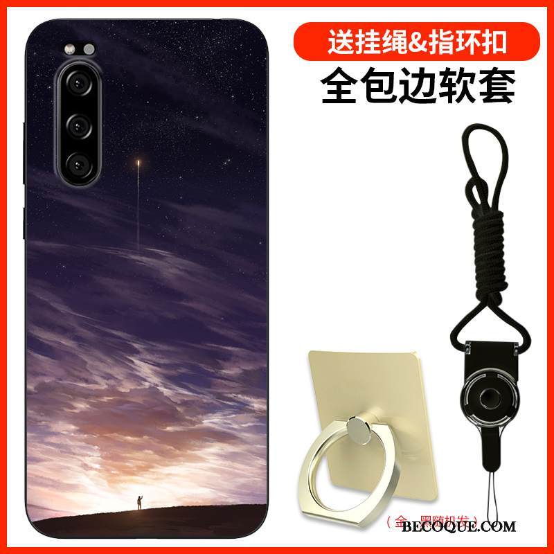 Kuori Sony Xperia 5 Silikoni Puhelimen Kuoret Sininen, Kotelo Sony Xperia 5 Maalaus Muokata Murtumaton