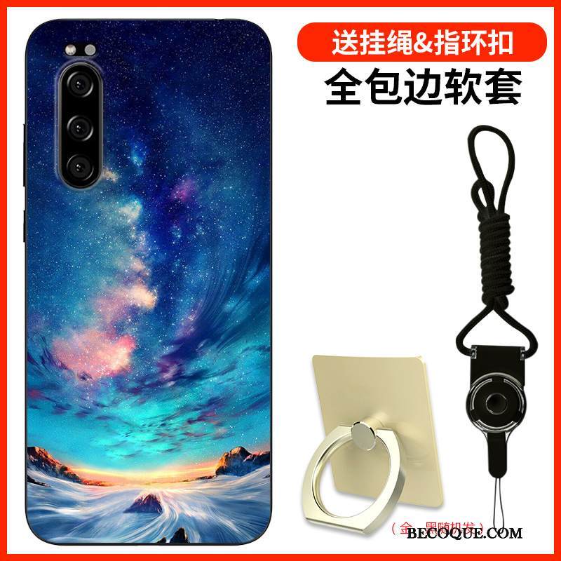 Kuori Sony Xperia 5 Silikoni Puhelimen Kuoret Sininen, Kotelo Sony Xperia 5 Maalaus Muokata Murtumaton