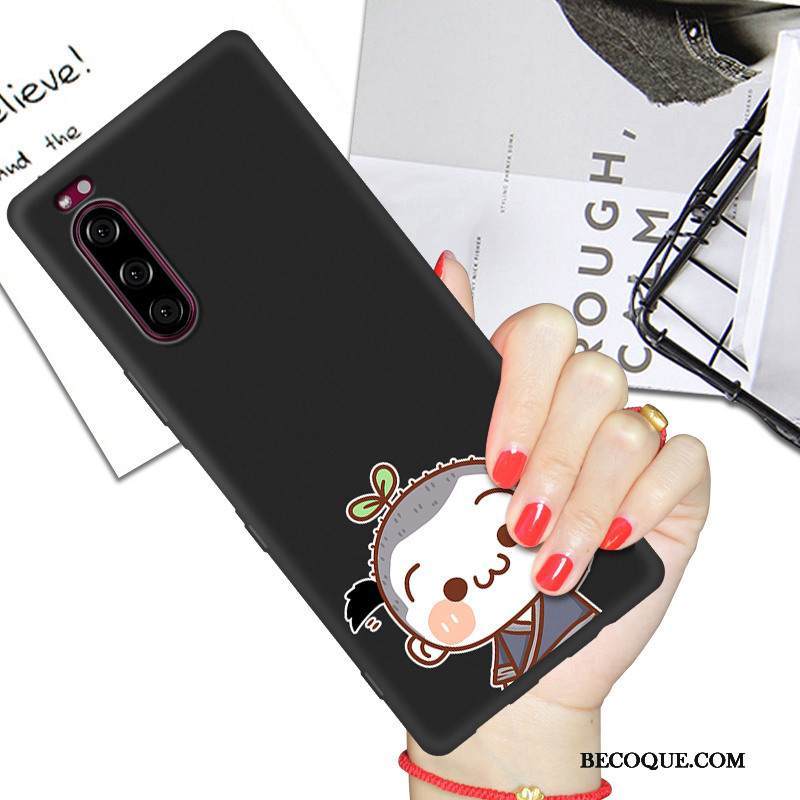 Kuori Sony Xperia 5 Silikoni Rakastunut Net Red, Kotelo Sony Xperia 5 Suojaus Musta Murtumaton