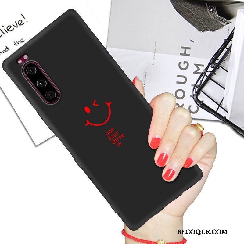 Kuori Sony Xperia 5 Silikoni Rakastunut Net Red, Kotelo Sony Xperia 5 Suojaus Musta Murtumaton