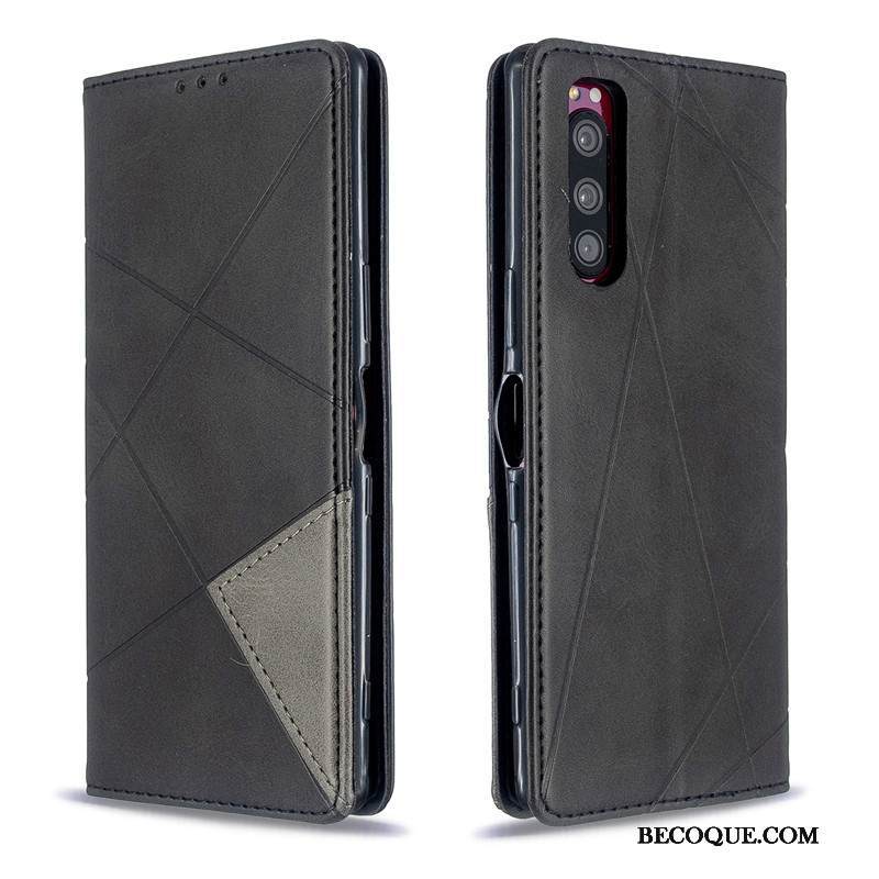 Kuori Sony Xperia 5 Suojaus Musta Kiinteä Väri, Kotelo Sony Xperia 5 Nahka Puhelimen Kuoret Ripustettavat Koristeet