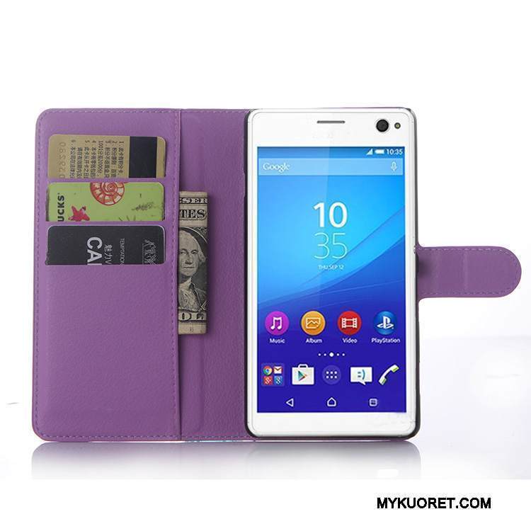Kuori Sony Xperia C4 Nahka Harmaa Puhelimen Kuoret, Kotelo Sony Xperia C4 Suojaus