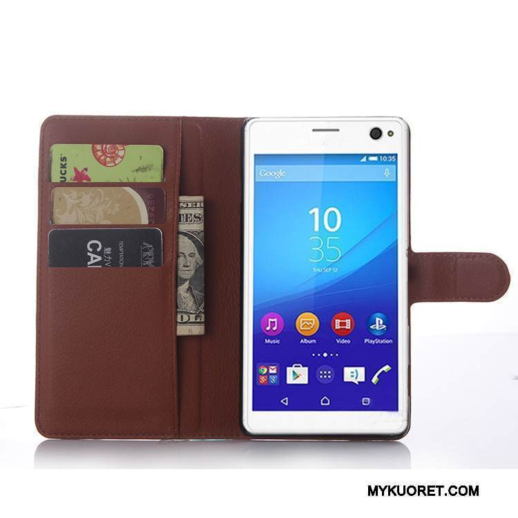 Kuori Sony Xperia C4 Nahka Harmaa Puhelimen Kuoret, Kotelo Sony Xperia C4 Suojaus