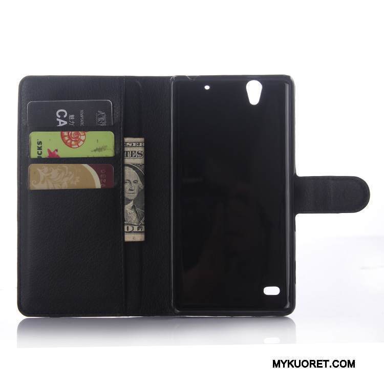 Kuori Sony Xperia C4 Nahka Harmaa Puhelimen Kuoret, Kotelo Sony Xperia C4 Suojaus