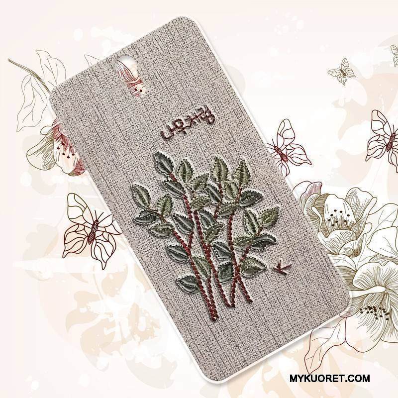 Kuori Sony Xperia C5 Ultra Dual Vuosikerta Puhelimen Kuoret Kova, Kotelo Sony Xperia C5 Ultra Dual Ylellisyys Kirjonta Kukka