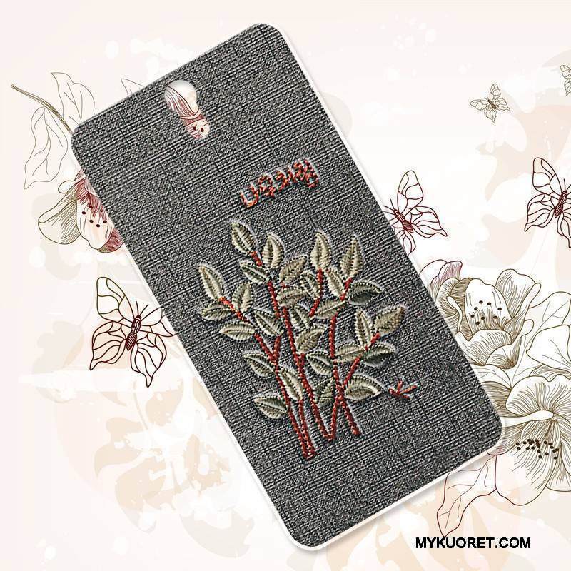 Kuori Sony Xperia C5 Ultra Dual Vuosikerta Puhelimen Kuoret Kova, Kotelo Sony Xperia C5 Ultra Dual Ylellisyys Kirjonta Kukka