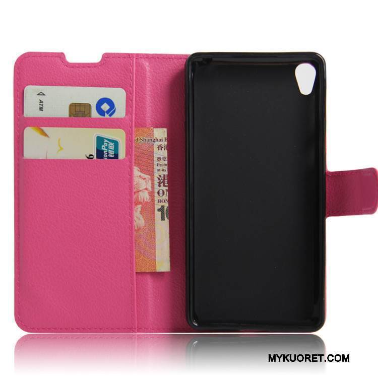 Kuori Sony Xperia E5 Salkku Puhelimen Kuoret Murtumaton, Kotelo Sony Xperia E5 Nahka Punainen