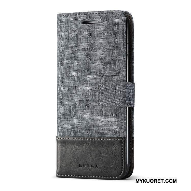 Kuori Sony Xperia L1 Nahka Murtumaton Kortti, Kotelo Sony Xperia L1 Tuki Musta Kukkakuvio