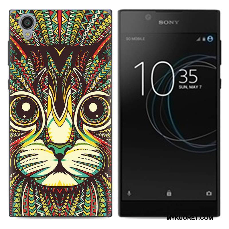 Kuori Sony Xperia L1 Sarjakuva Valkoinen Trendi, Kotelo Sony Xperia L1 Pehmeä Neste Pu Ultra