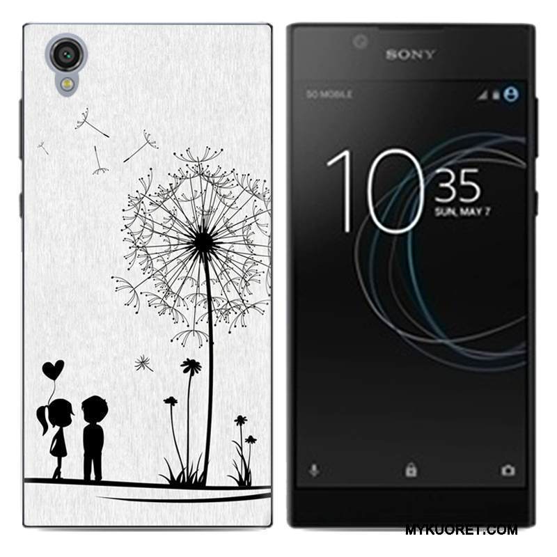 Kuori Sony Xperia L1 Sarjakuva Valkoinen Trendi, Kotelo Sony Xperia L1 Pehmeä Neste Pu Ultra