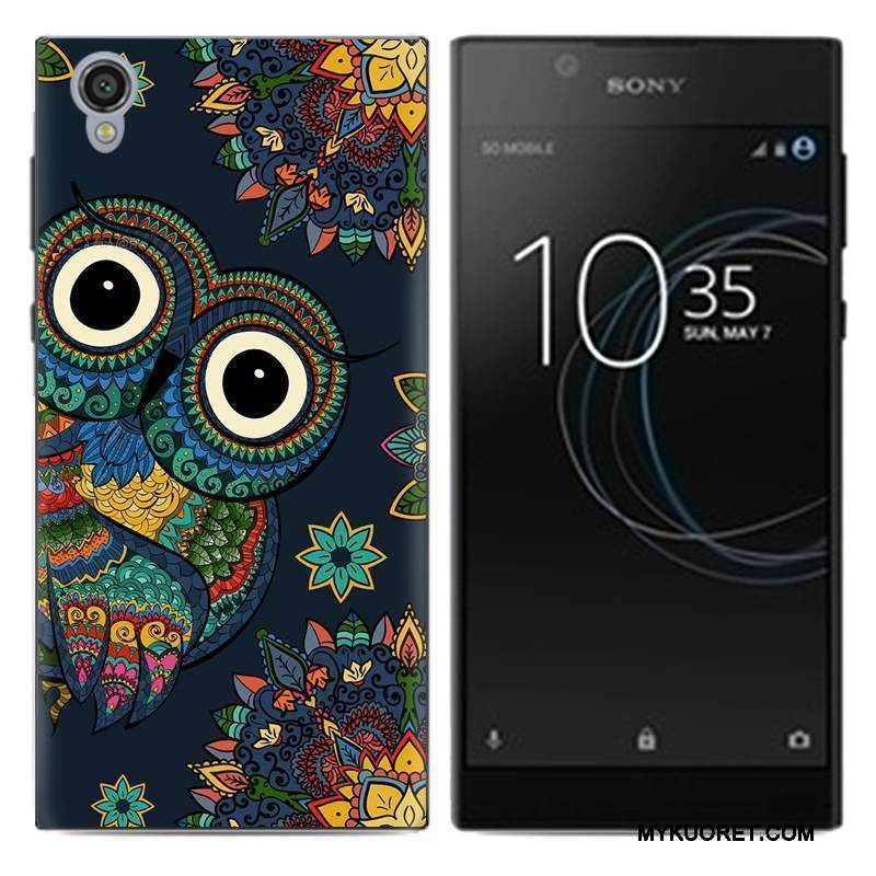 Kuori Sony Xperia L1 Sarjakuva Valkoinen Trendi, Kotelo Sony Xperia L1 Pehmeä Neste Pu Ultra