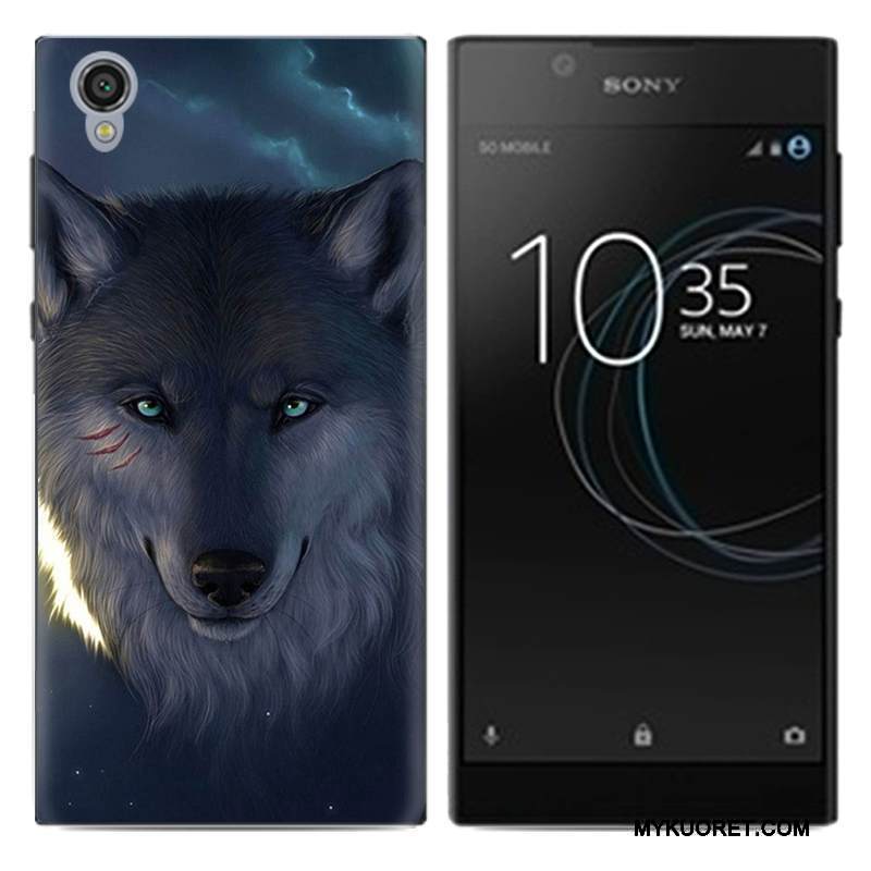 Kuori Sony Xperia L1 Sarjakuva Valkoinen Trendi, Kotelo Sony Xperia L1 Pehmeä Neste Pu Ultra