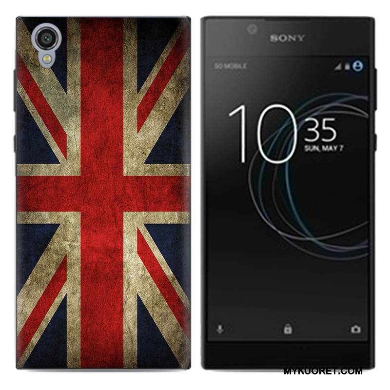 Kuori Sony Xperia L1 Sarjakuva Valkoinen Trendi, Kotelo Sony Xperia L1 Pehmeä Neste Pu Ultra