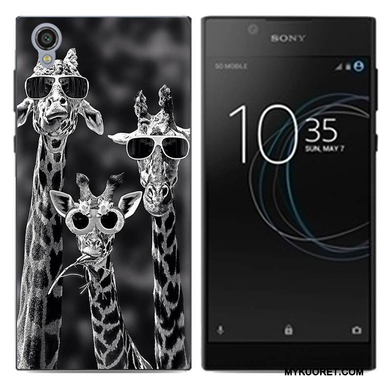 Kuori Sony Xperia L1 Sarjakuva Valkoinen Trendi, Kotelo Sony Xperia L1 Pehmeä Neste Pu Ultra