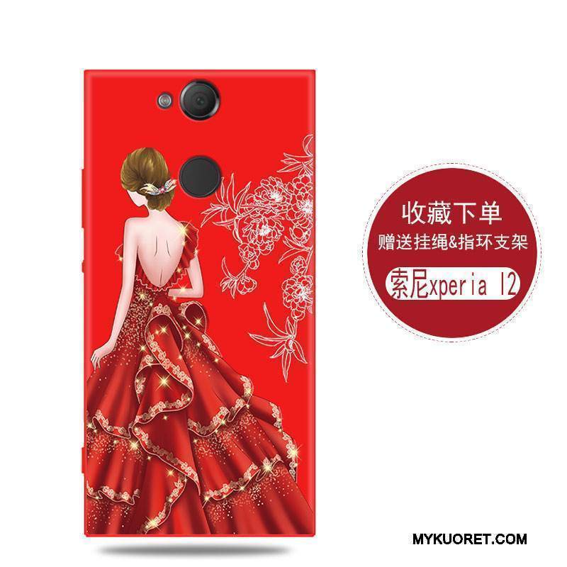 Kuori Sony Xperia L2 Laukut Punainen Yksinkertainen, Kotelo Sony Xperia L2 Suojaus Murtumaton Persoonallisuus