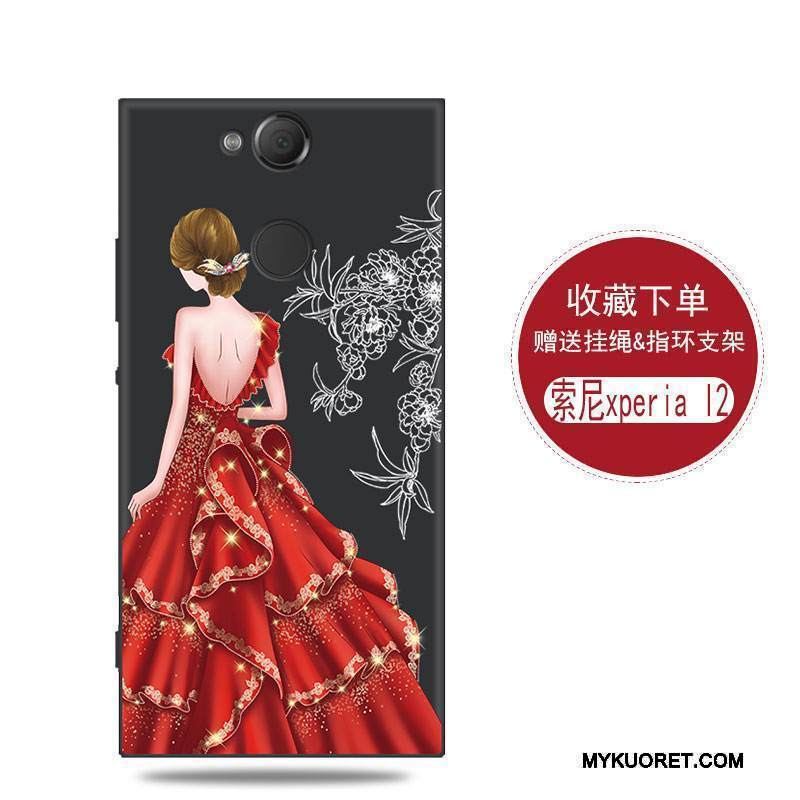 Kuori Sony Xperia L2 Laukut Punainen Yksinkertainen, Kotelo Sony Xperia L2 Suojaus Murtumaton Persoonallisuus