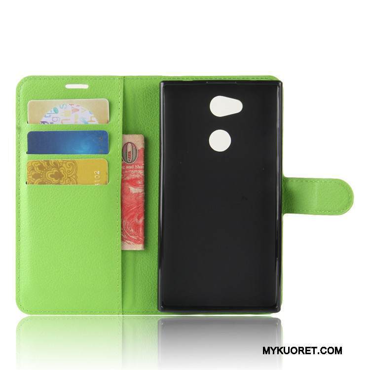 Kuori Sony Xperia L2 Salkku Vihreä, Kotelo Sony Xperia L2 Nahka