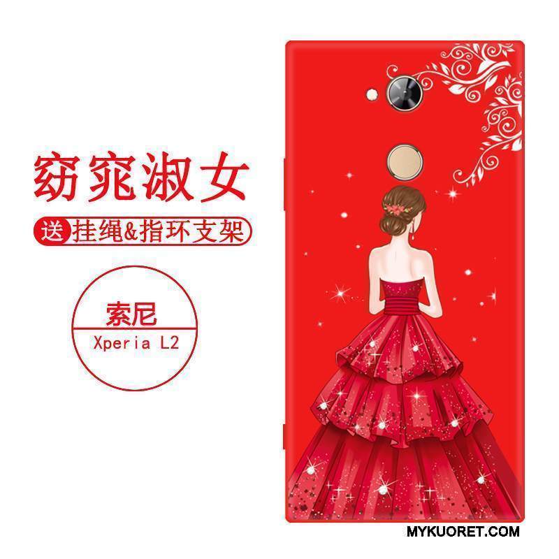 Kuori Sony Xperia L2 Silikoni Pesty Suede Puhelimen Kuoret, Kotelo Sony Xperia L2 Suojaus Murtumaton Punainen