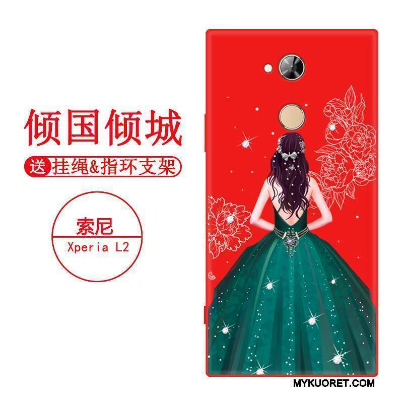 Kuori Sony Xperia L2 Silikoni Pesty Suede Puhelimen Kuoret, Kotelo Sony Xperia L2 Suojaus Murtumaton Punainen