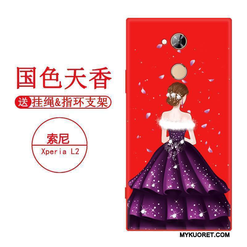 Kuori Sony Xperia L2 Silikoni Pesty Suede Puhelimen Kuoret, Kotelo Sony Xperia L2 Suojaus Murtumaton Punainen