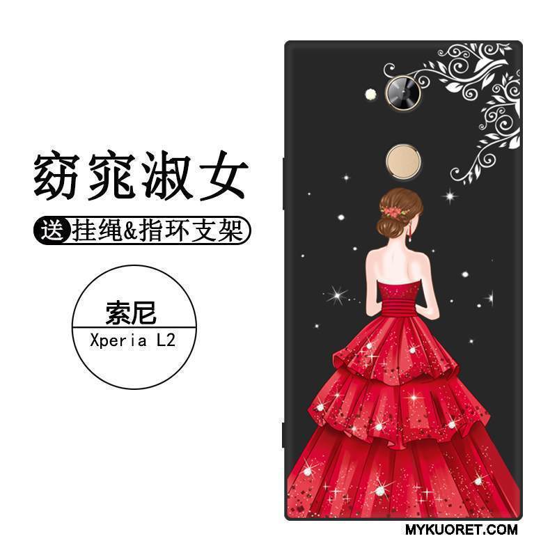 Kuori Sony Xperia L2 Silikoni Pesty Suede Puhelimen Kuoret, Kotelo Sony Xperia L2 Suojaus Murtumaton Punainen