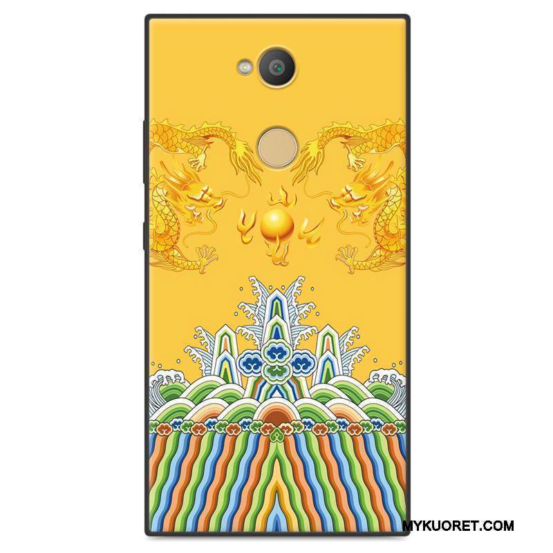 Kuori Sony Xperia L2 Suojaus Puhelimen Kuoret Rakastunut, Kotelo Sony Xperia L2 Laukut Keltainen Pesty Suede