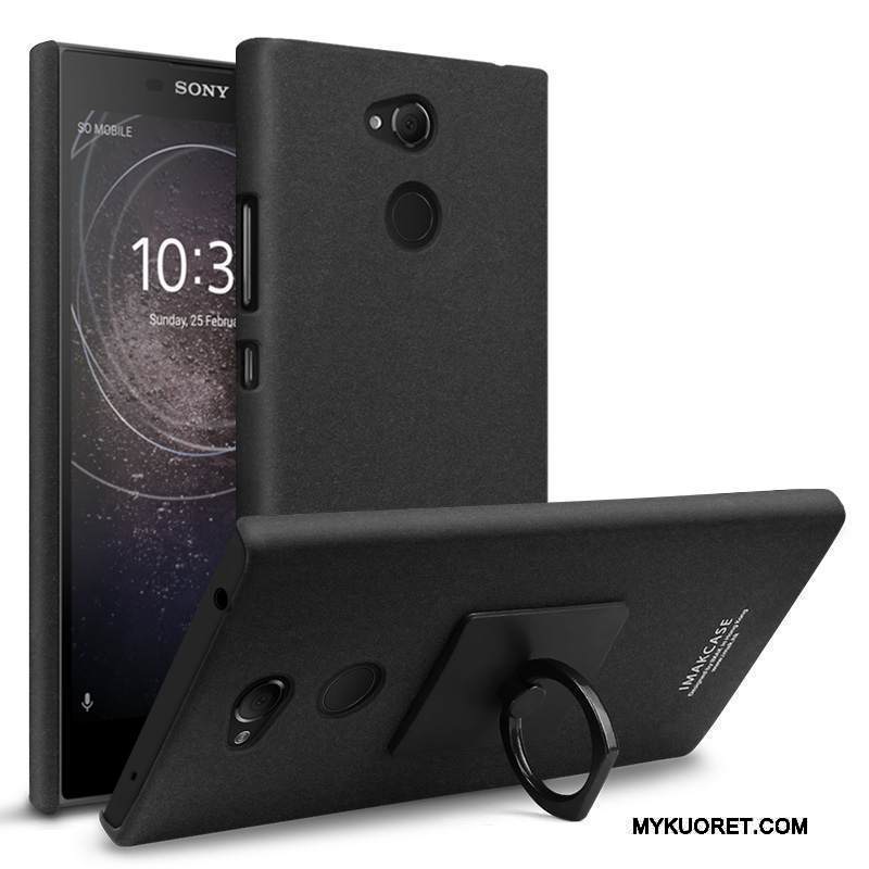 Kuori Sony Xperia L2 Tuki Musta Puhelimen Kuoret, Kotelo Sony Xperia L2 Luova Rengas Pesty Suede