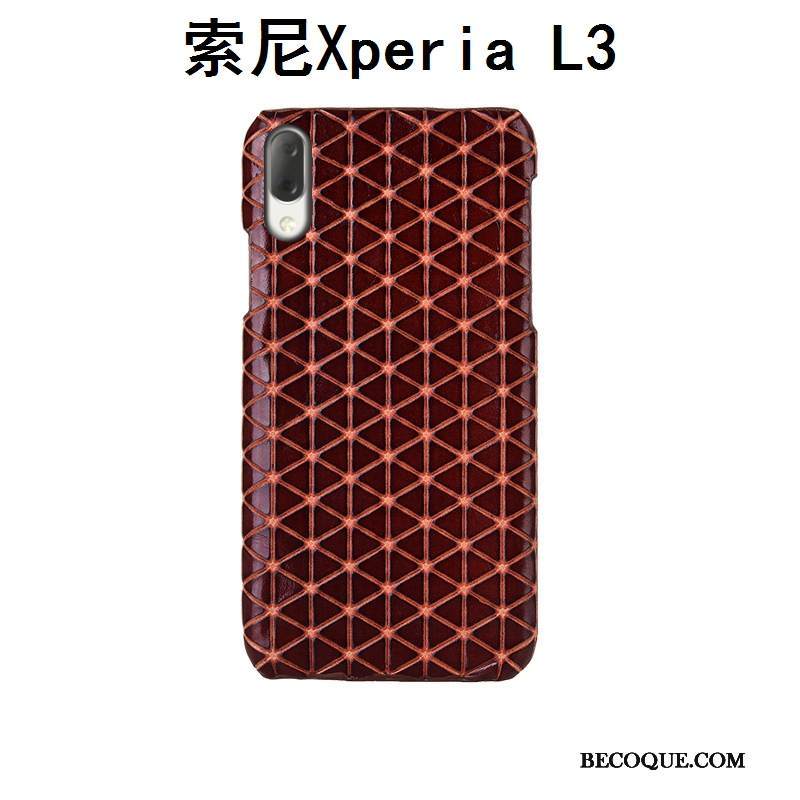 Kuori Sony Xperia L3 Nahka Persoonallisuus Takakansi, Kotelo Sony Xperia L3 Suojaus Musta Puhelimen Kuoret