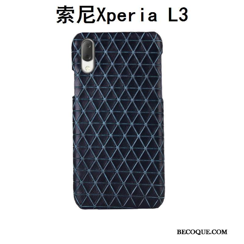 Kuori Sony Xperia L3 Nahka Persoonallisuus Takakansi, Kotelo Sony Xperia L3 Suojaus Musta Puhelimen Kuoret