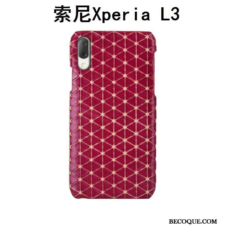 Kuori Sony Xperia L3 Nahka Persoonallisuus Takakansi, Kotelo Sony Xperia L3 Suojaus Musta Puhelimen Kuoret