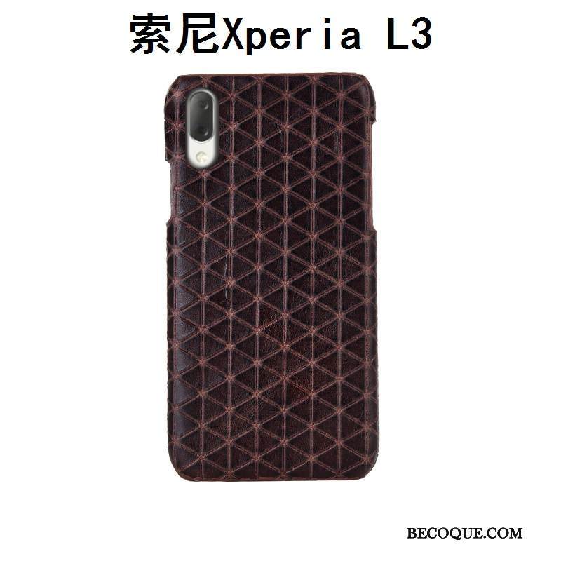 Kuori Sony Xperia L3 Nahka Persoonallisuus Takakansi, Kotelo Sony Xperia L3 Suojaus Musta Puhelimen Kuoret