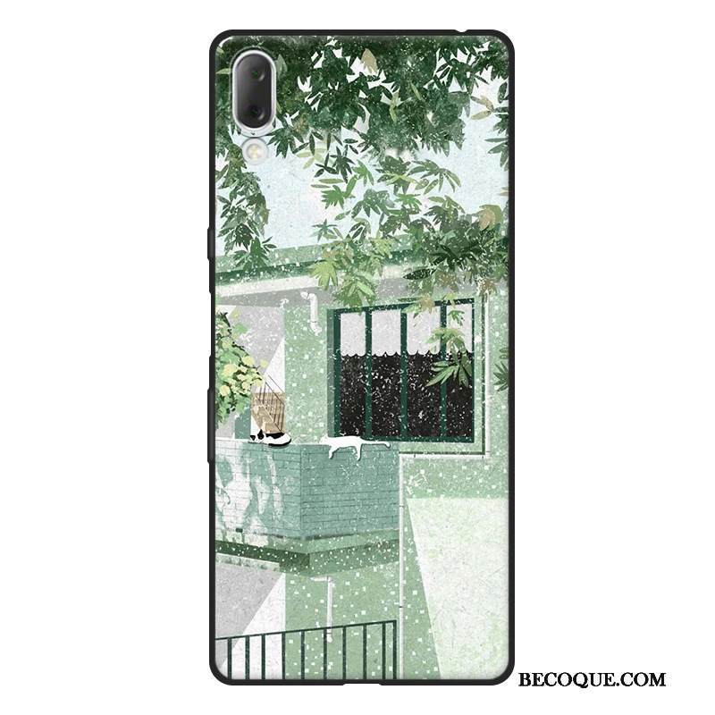 Kuori Sony Xperia L3 Pehmeä Neste Murtumaton Pesty Suede, Kotelo Sony Xperia L3 Silikoni Pieni Vihreä