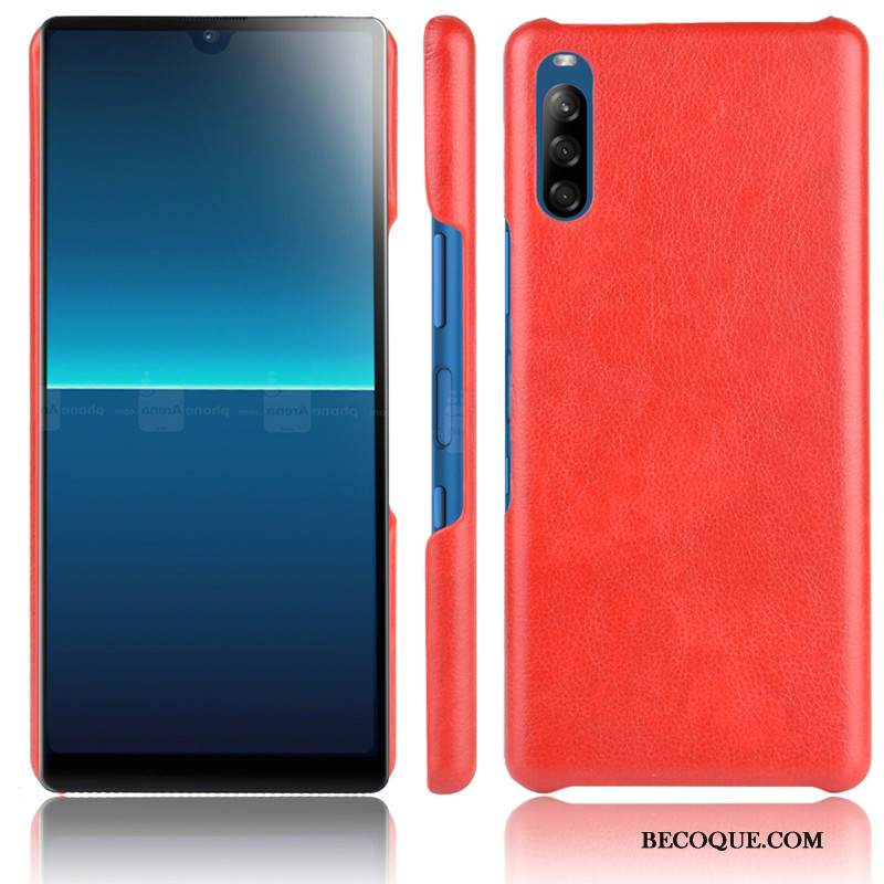Kuori Sony Xperia L4 Suojaus Punainen Kukkakuvio, Kotelo Sony Xperia L4 Laukut Litsi Kova