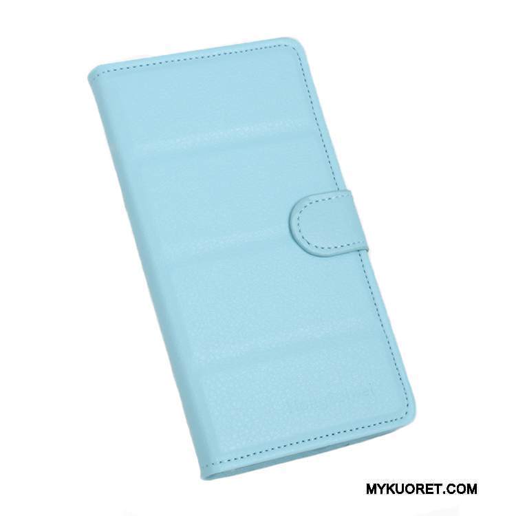 Kuori Sony Xperia T2 Nahka Kukkakuvio Vaaleansininen, Kotelo Sony Xperia T2 Suojaus Litsi Kortti