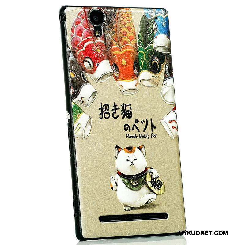 Kuori Sony Xperia T2 Suojaus Uusi Musta, Kotelo Sony Xperia T2 Monivärinen Puhelimen Kuoret Pesty Suede