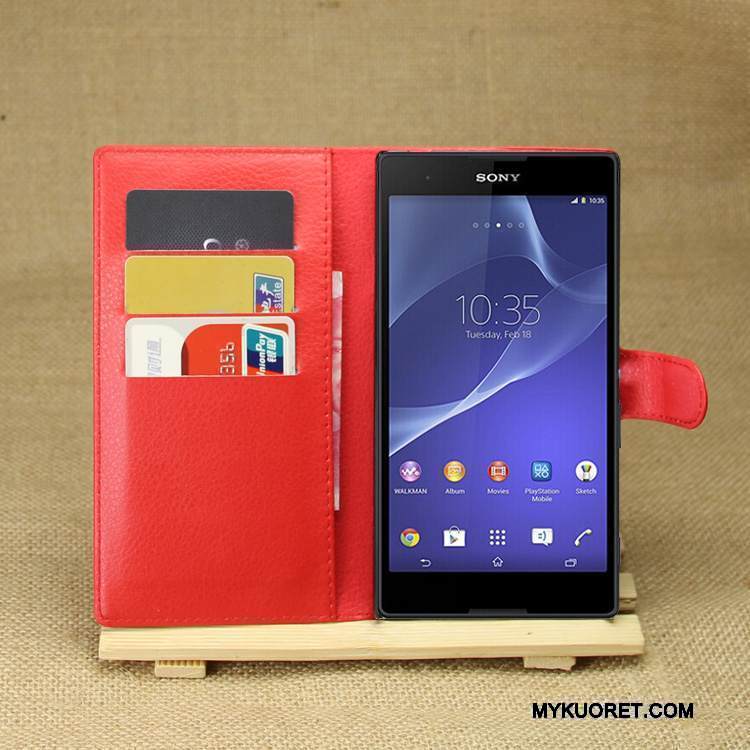 Kuori Sony Xperia T3 Nahka Puhelimen Kuoret Violetti, Kotelo Sony Xperia T3 Suojaus