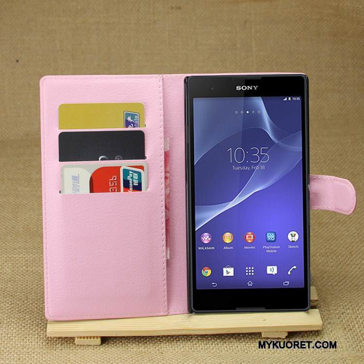 Kuori Sony Xperia T3 Nahka Puhelimen Kuoret Violetti, Kotelo Sony Xperia T3 Suojaus