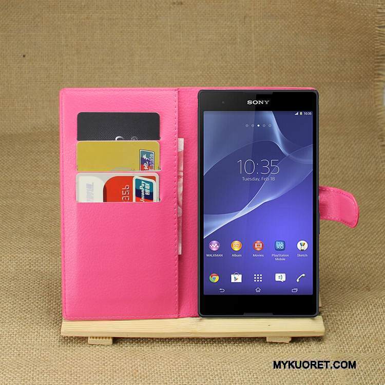Kuori Sony Xperia T3 Nahka Puhelimen Kuoret Violetti, Kotelo Sony Xperia T3 Suojaus