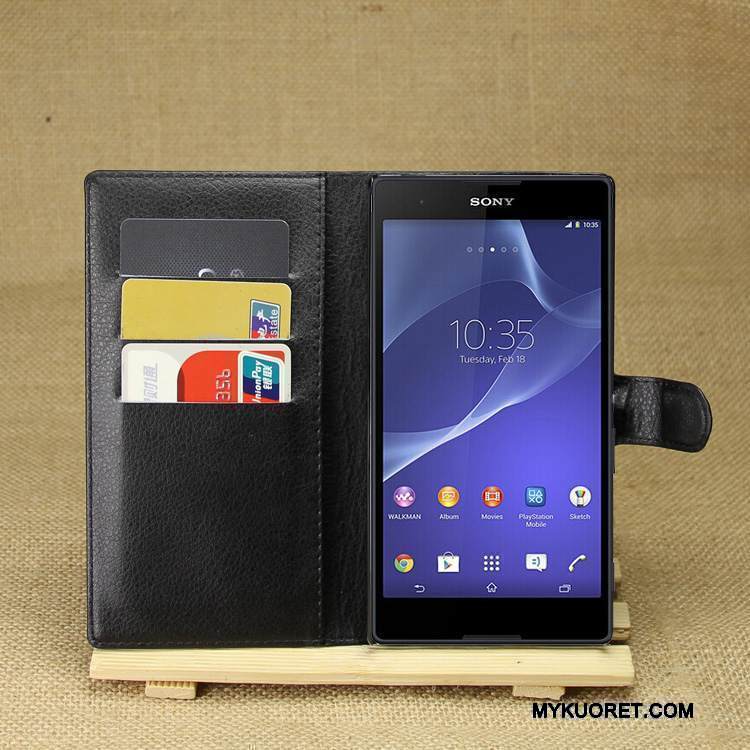 Kuori Sony Xperia T3 Nahka Puhelimen Kuoret Violetti, Kotelo Sony Xperia T3 Suojaus