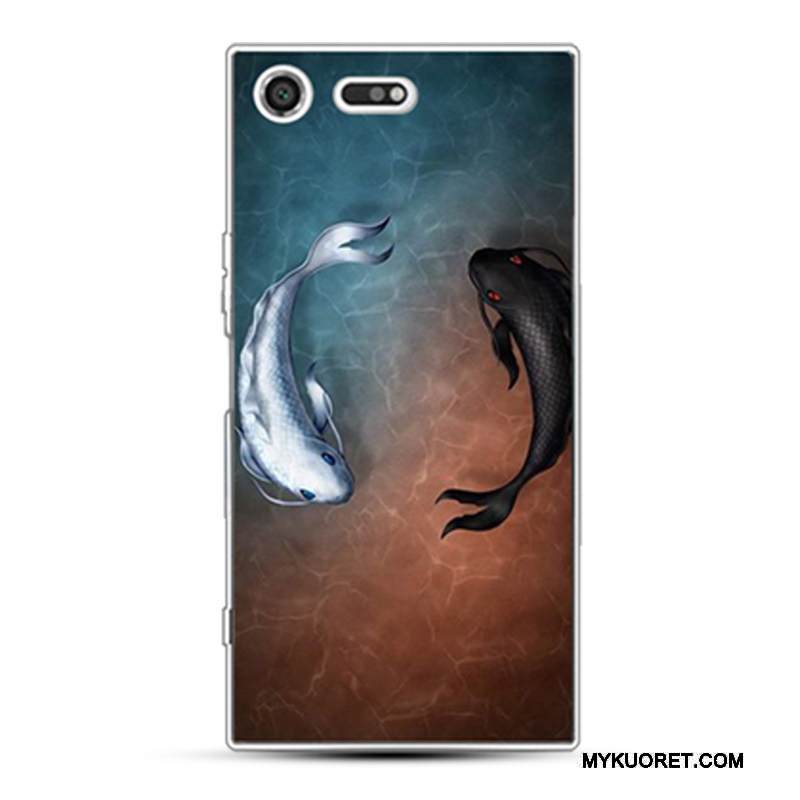 Kuori Sony Xperia X Compact Kohokuviointi Harmaa Murtumaton, Kotelo Sony Xperia X Compact Silikoni Puhelimen Kuoret