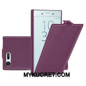 Kuori Sony Xperia X Compact Nahka Keltainen Puhelimen Kuoret, Kotelo Sony Xperia X Compact Suojaus