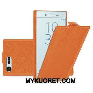 Kuori Sony Xperia X Compact Nahka Keltainen Puhelimen Kuoret, Kotelo Sony Xperia X Compact Suojaus
