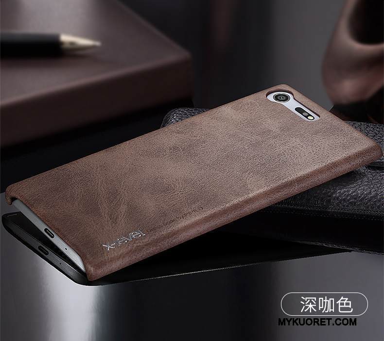 Kuori Sony Xperia X Compact Nahka Vaalean Puhelimen Kuoret, Kotelo Sony Xperia X Compact Suojaus Ohut Kehys