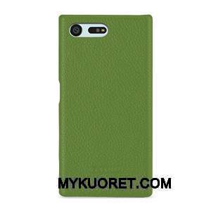 Kuori Sony Xperia X Compact Nahka Vihreä Liukumaton, Kotelo Sony Xperia X Compact Suojaus Puhelimen Kuoret