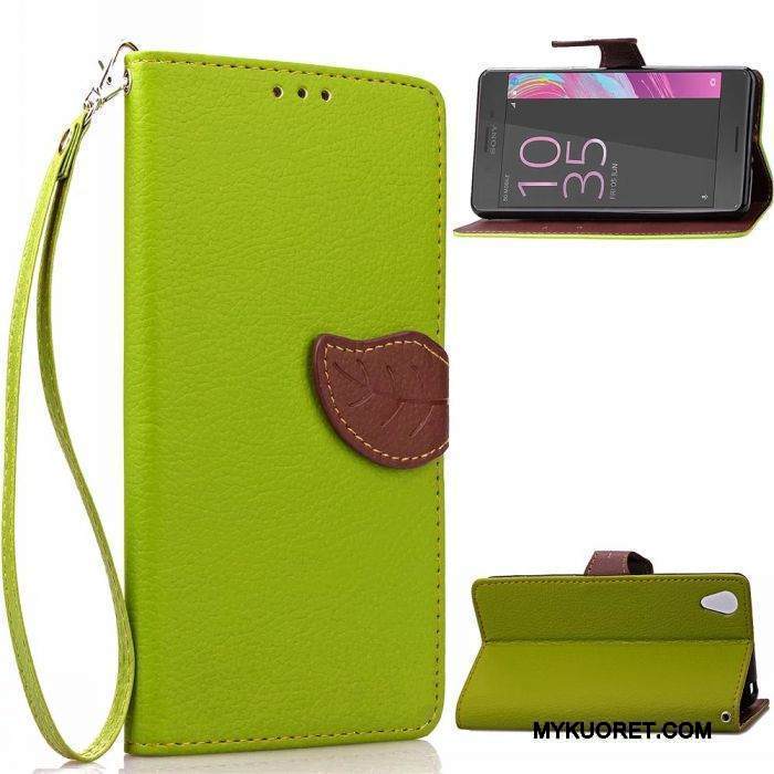 Kuori Sony Xperia X Performance Salkku Murtumaton Vihreä, Kotelo Sony Xperia X Performance Niitti Lehtiä